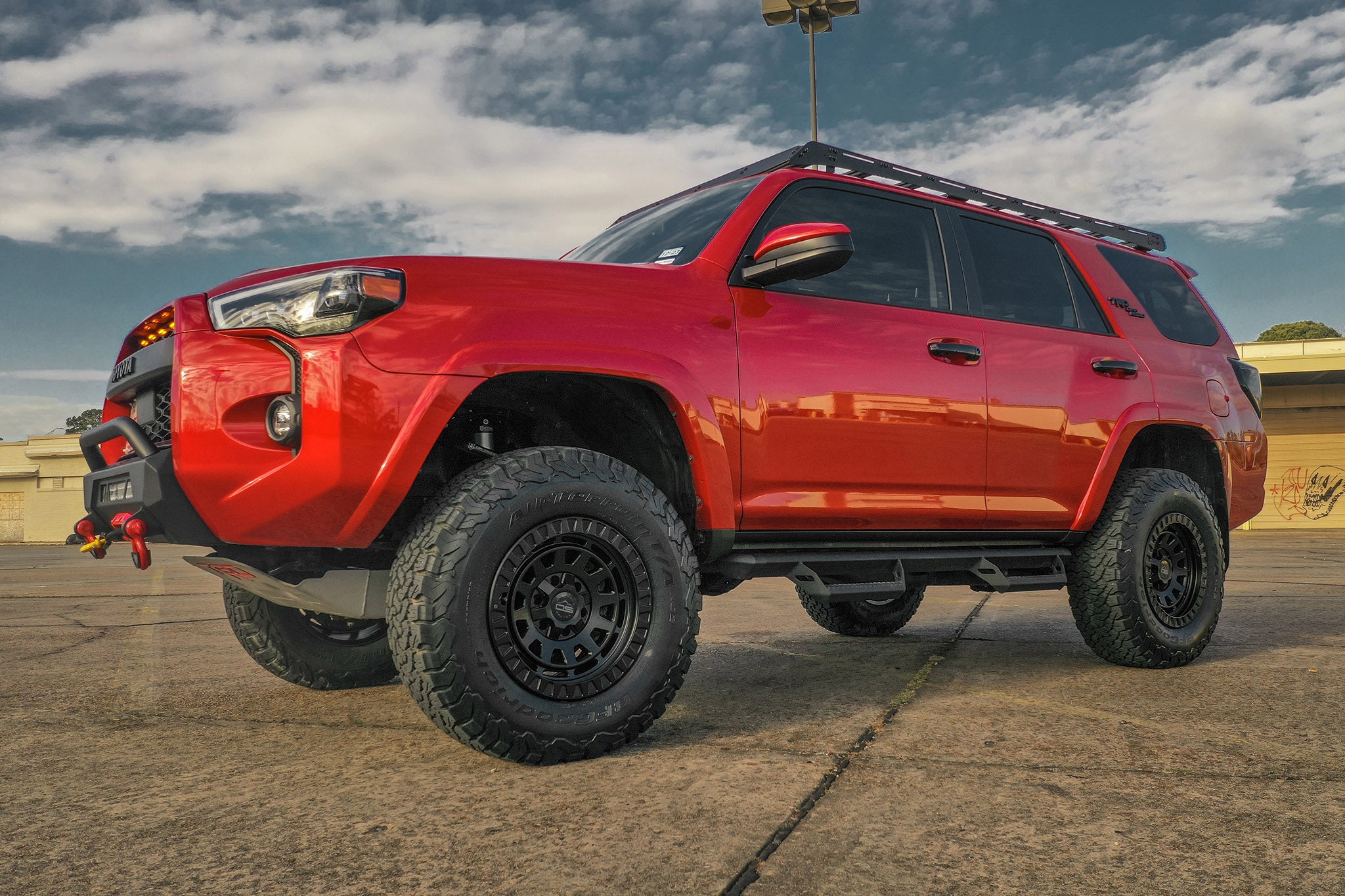 overland sector wheels nestors toyota 4runner trd off-road on 17x9 satin black venture wheels