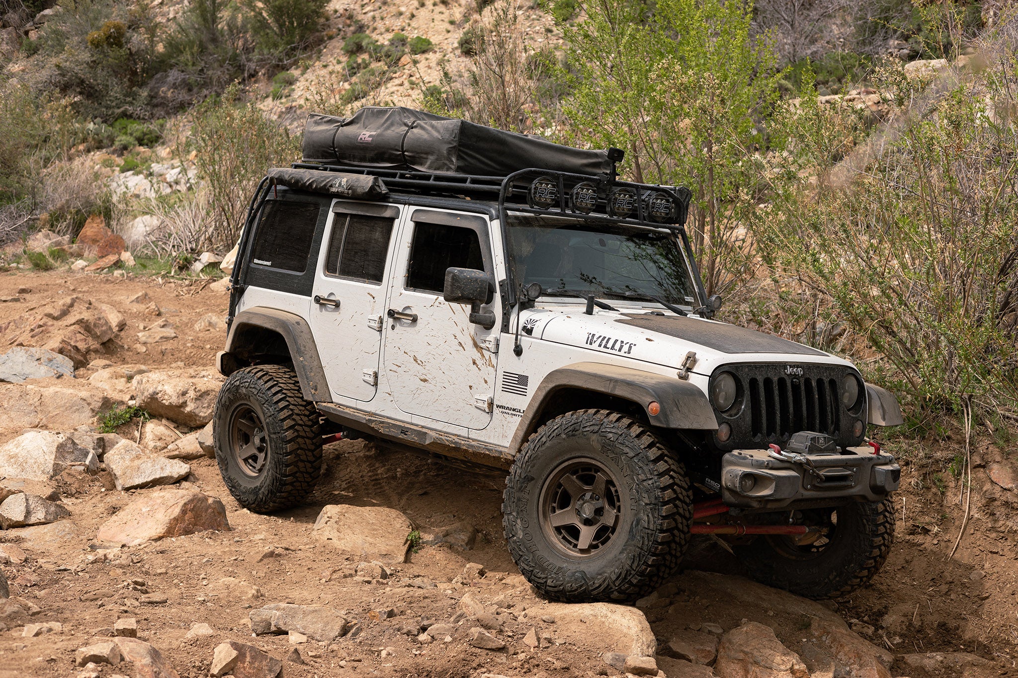 Jeep Wrangler 4 door on Satin Bronze Overland Sector ATLAS 17x9
