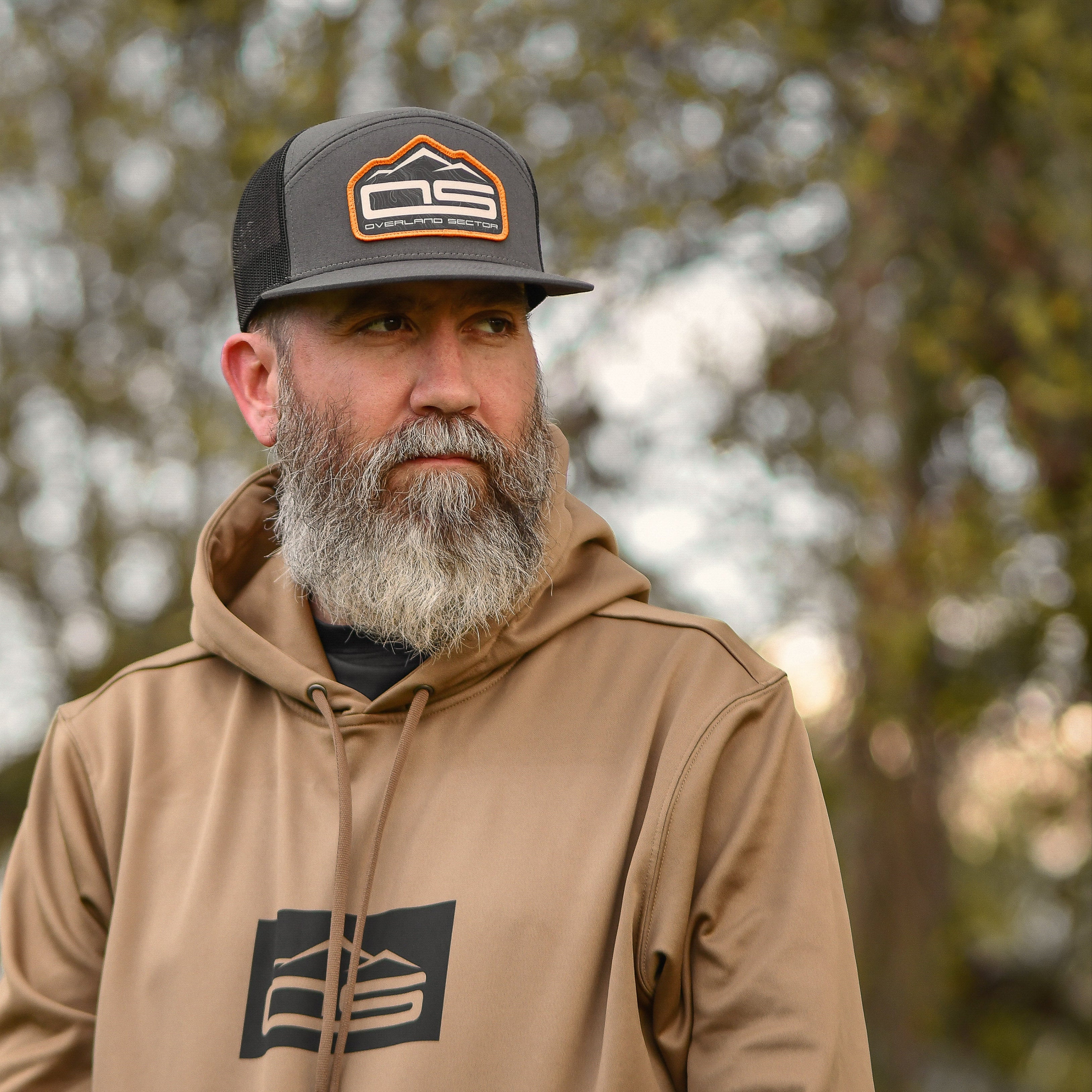 overland sector richardson 168 charcoal grey black orange hat sublimated patch