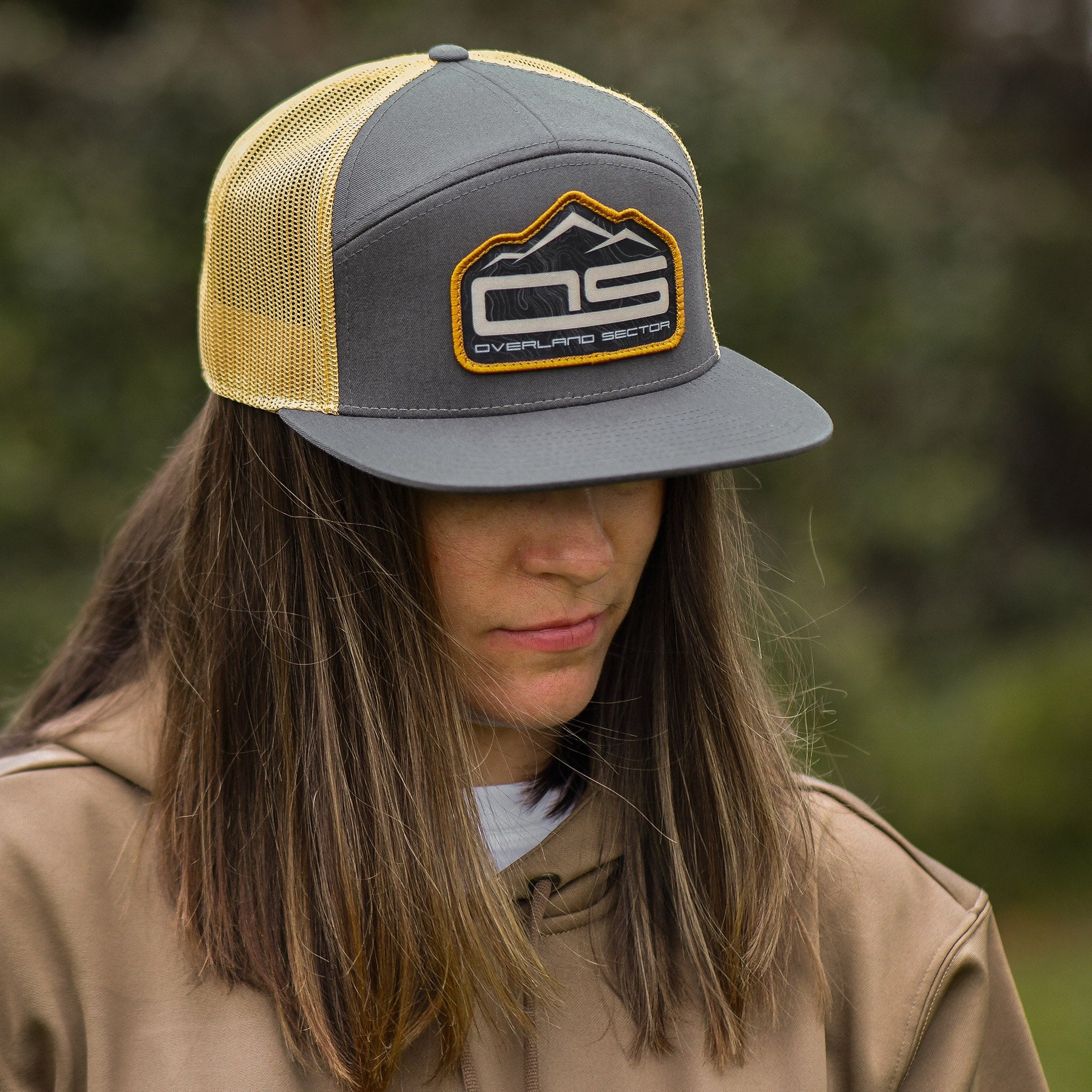 overland sector richardson 168 charcoal grey old gold hat sublimated patch