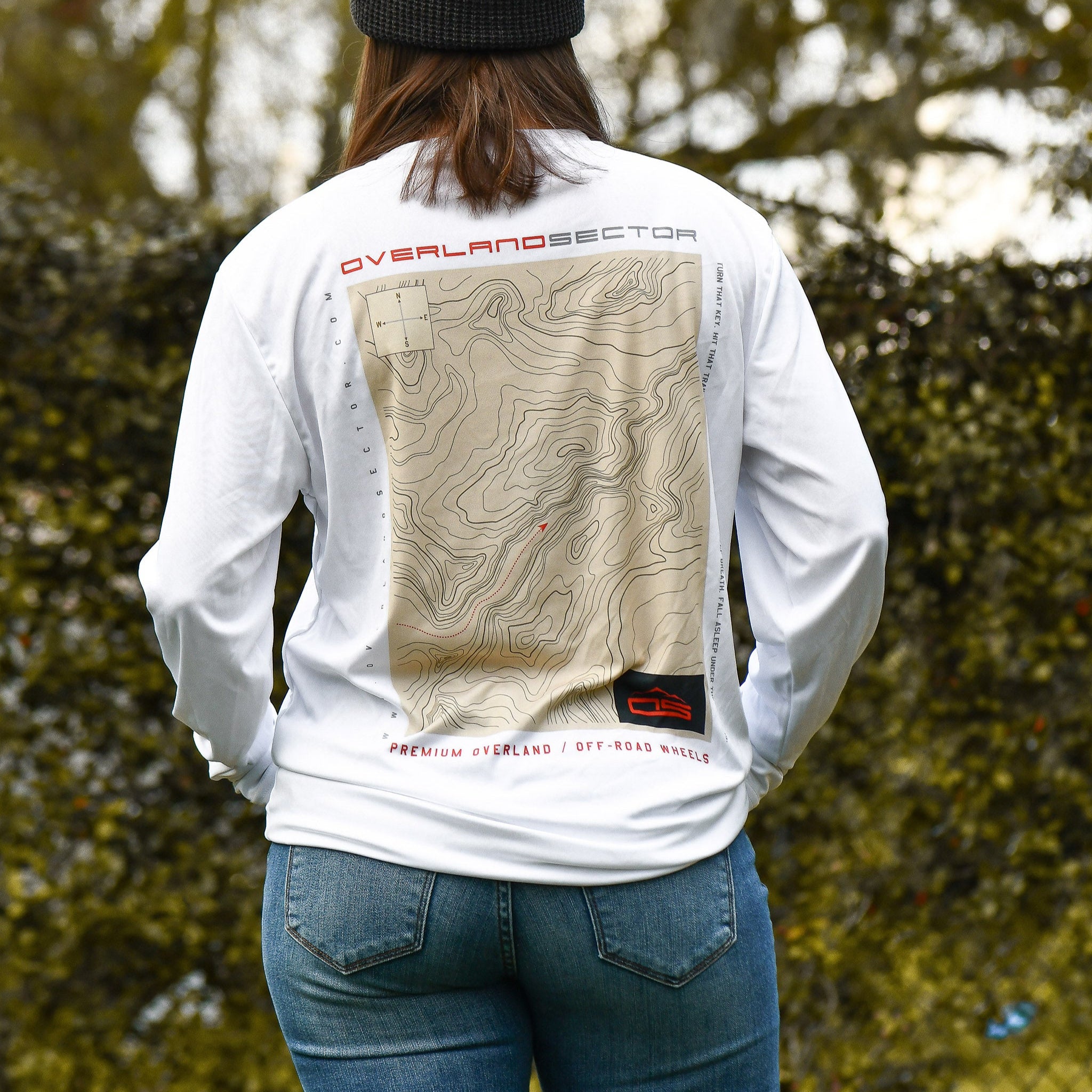 overland sector topographical sport-tek ST350LS white sublimated long sleeve performance shirt