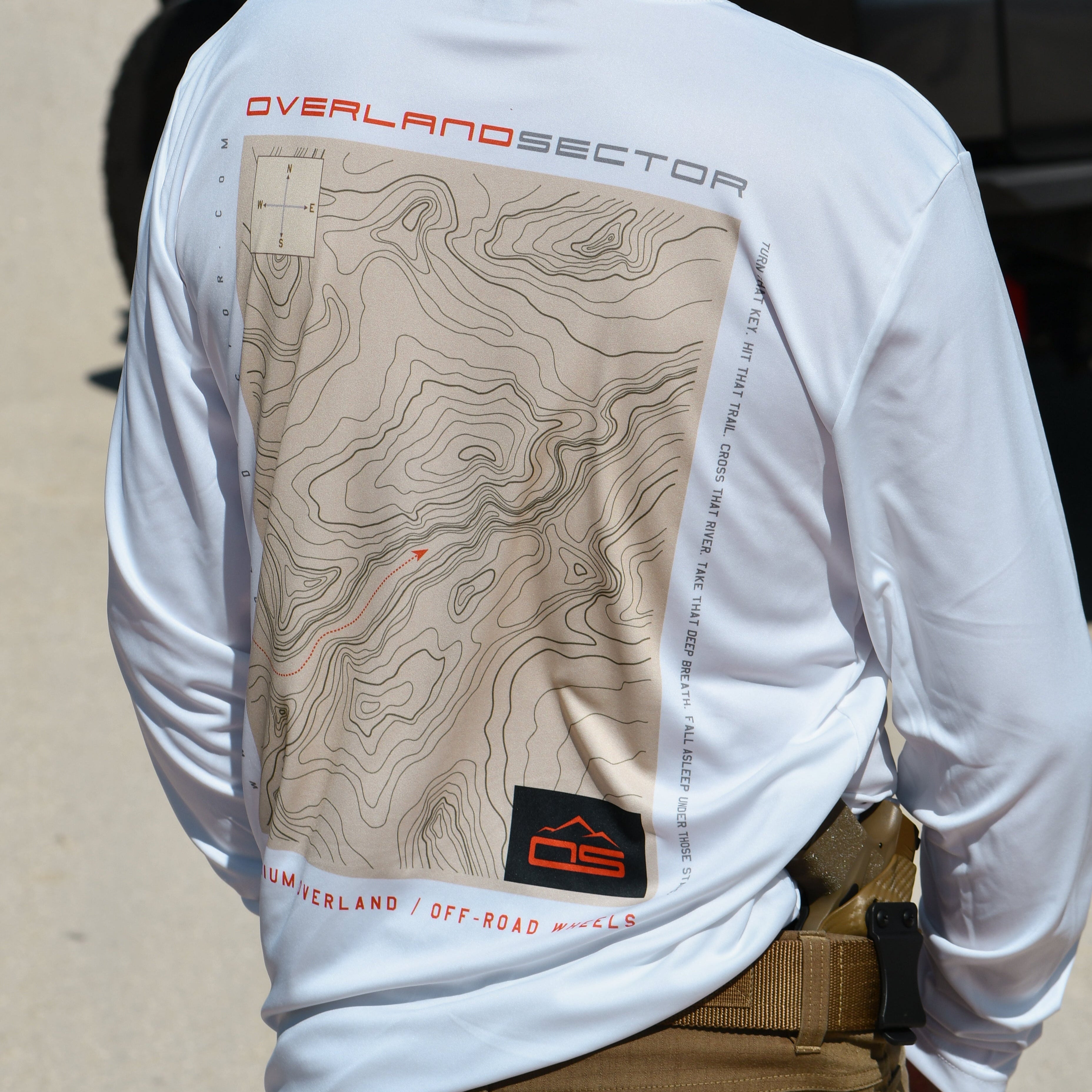 overland sector topographical sport-tek ST350LS white sublimated long sleeve performance shirt