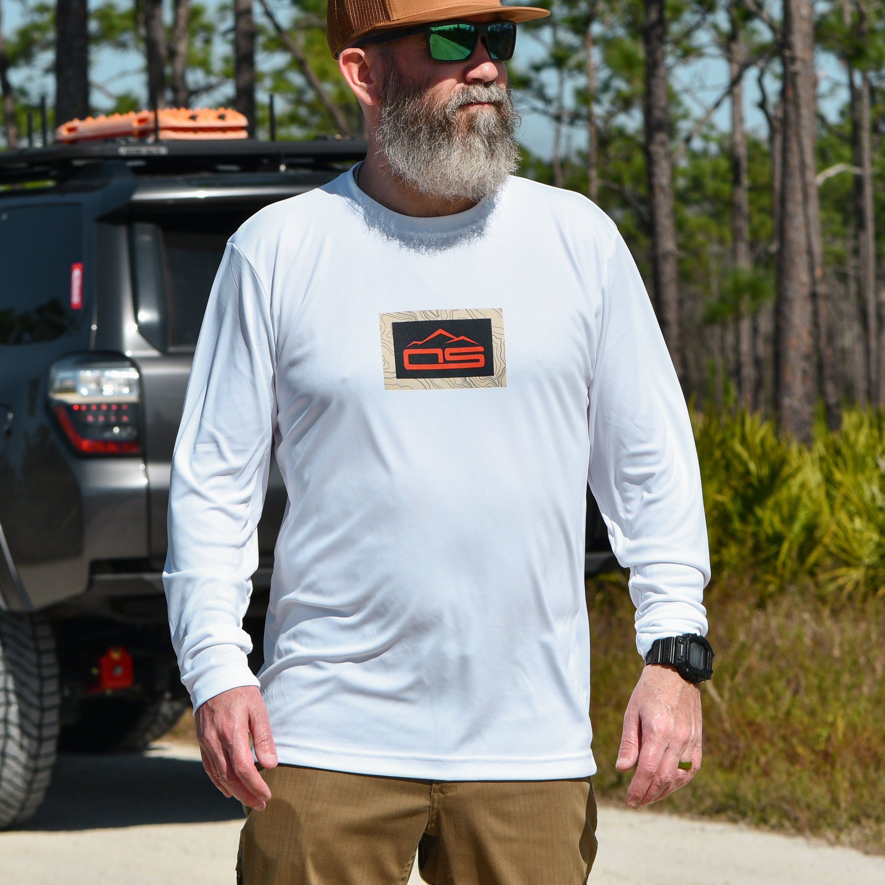 overland sector topographical sport-tek ST350LS white sublimated long sleeve performance shirt