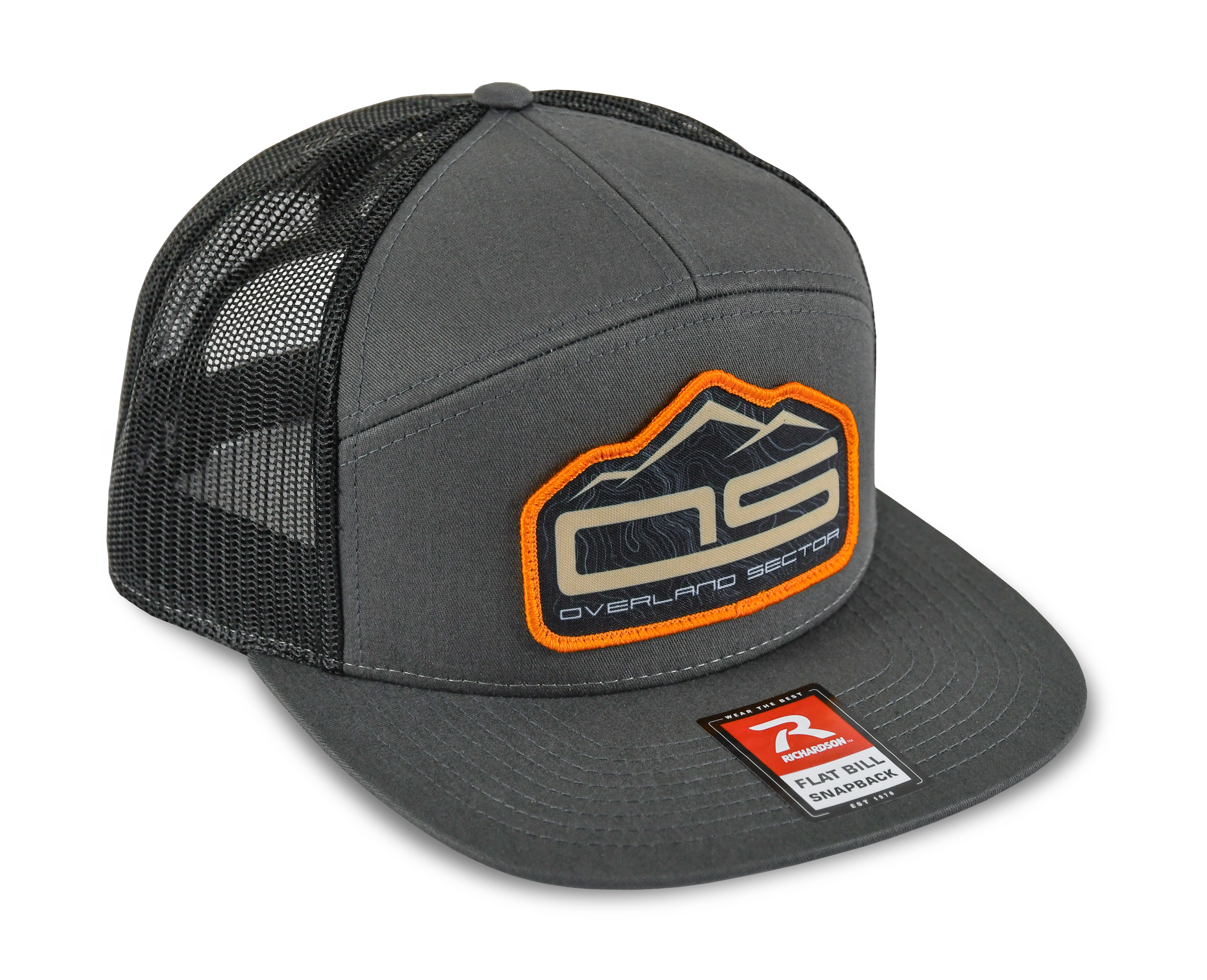 overland sector richardson 168 charcoal grey black orange hat sublimated patch