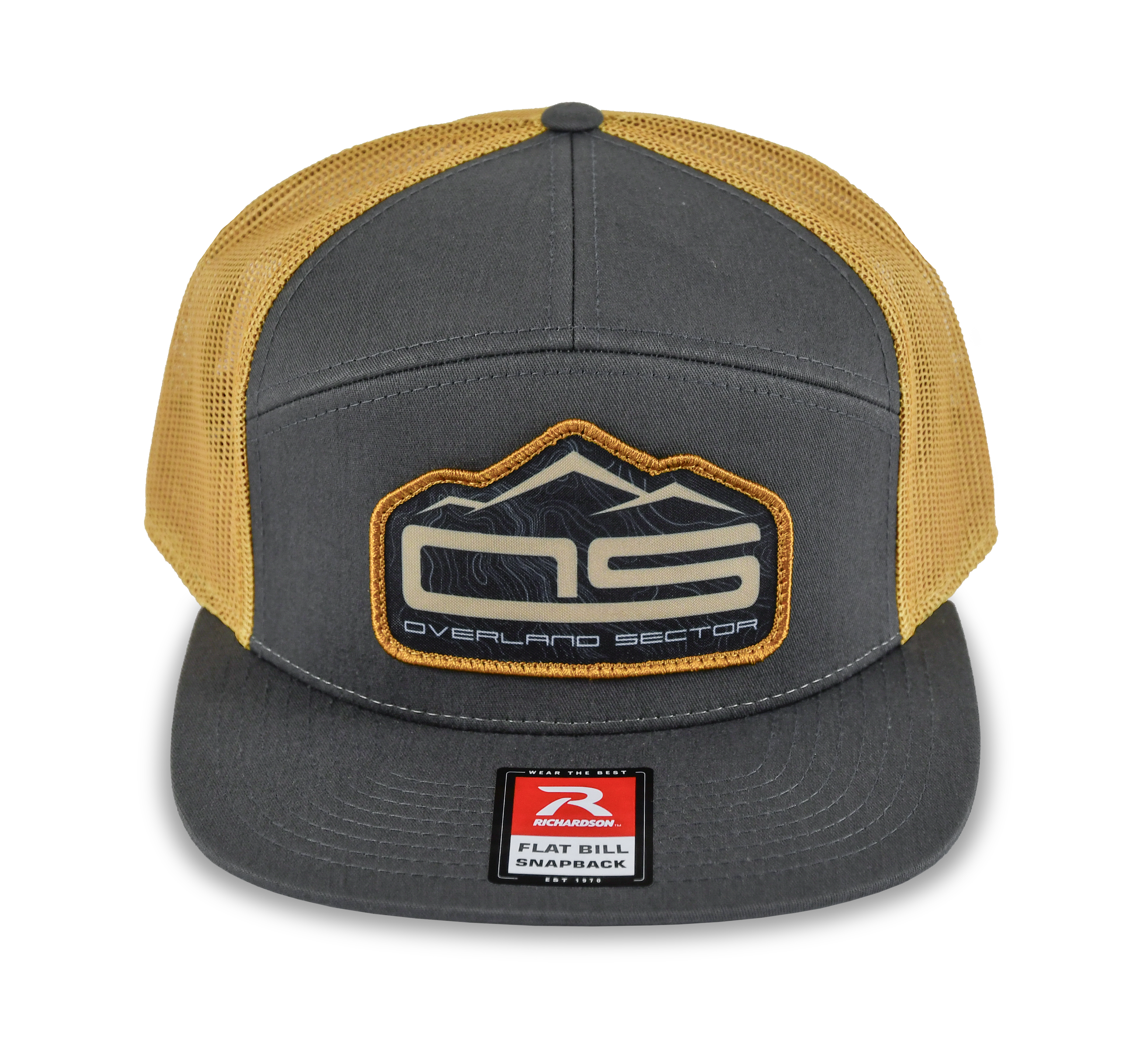 overland sector richardson 168 charcoal grey old gold hat sublimated patch