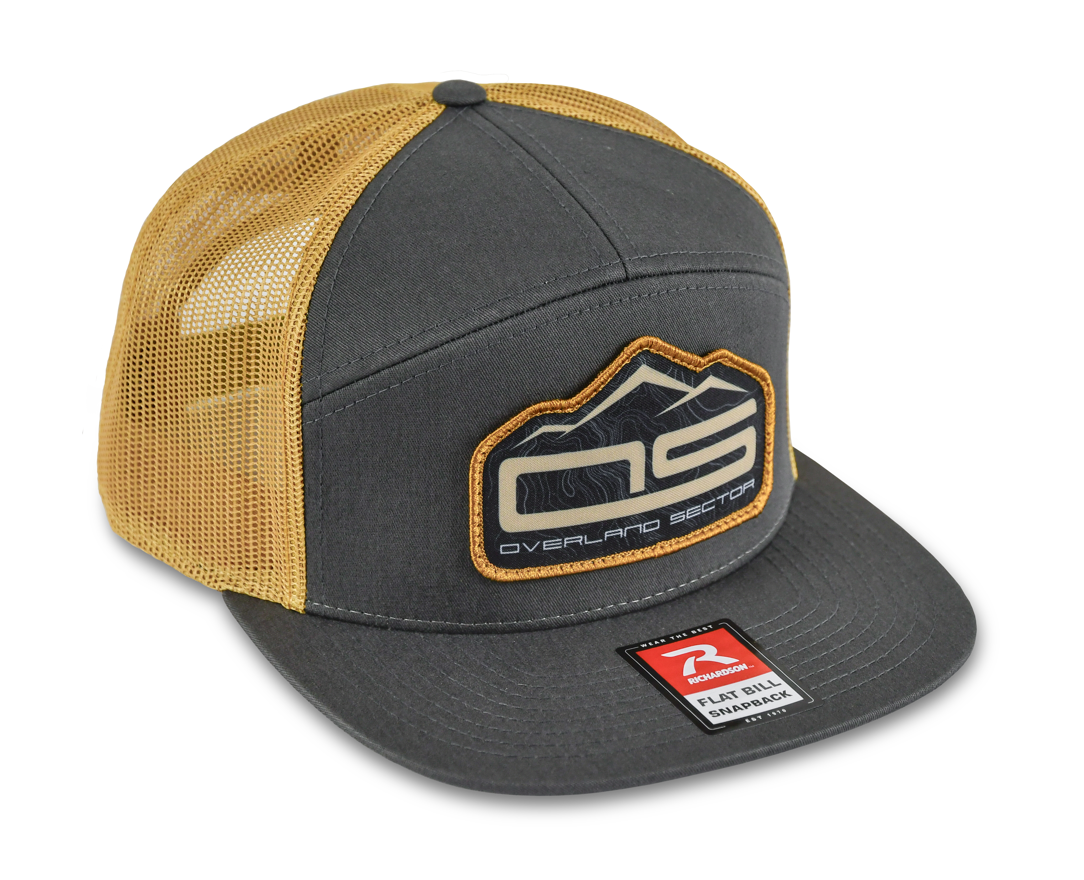 overland sector richardson 168 charcoal grey old gold hat sublimated patch