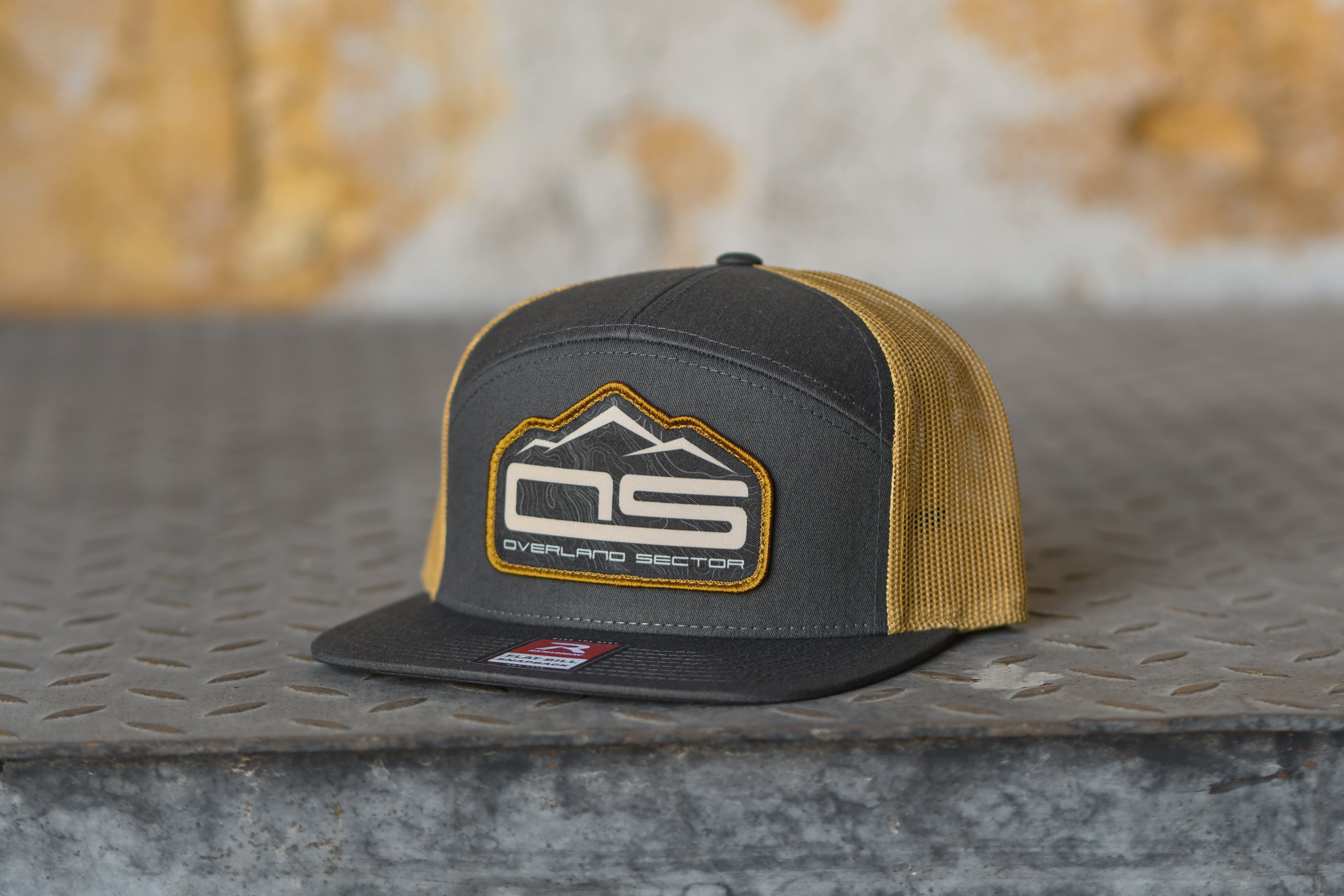 overland sector richardson 168 charcoal grey old gold hat sublimated patch