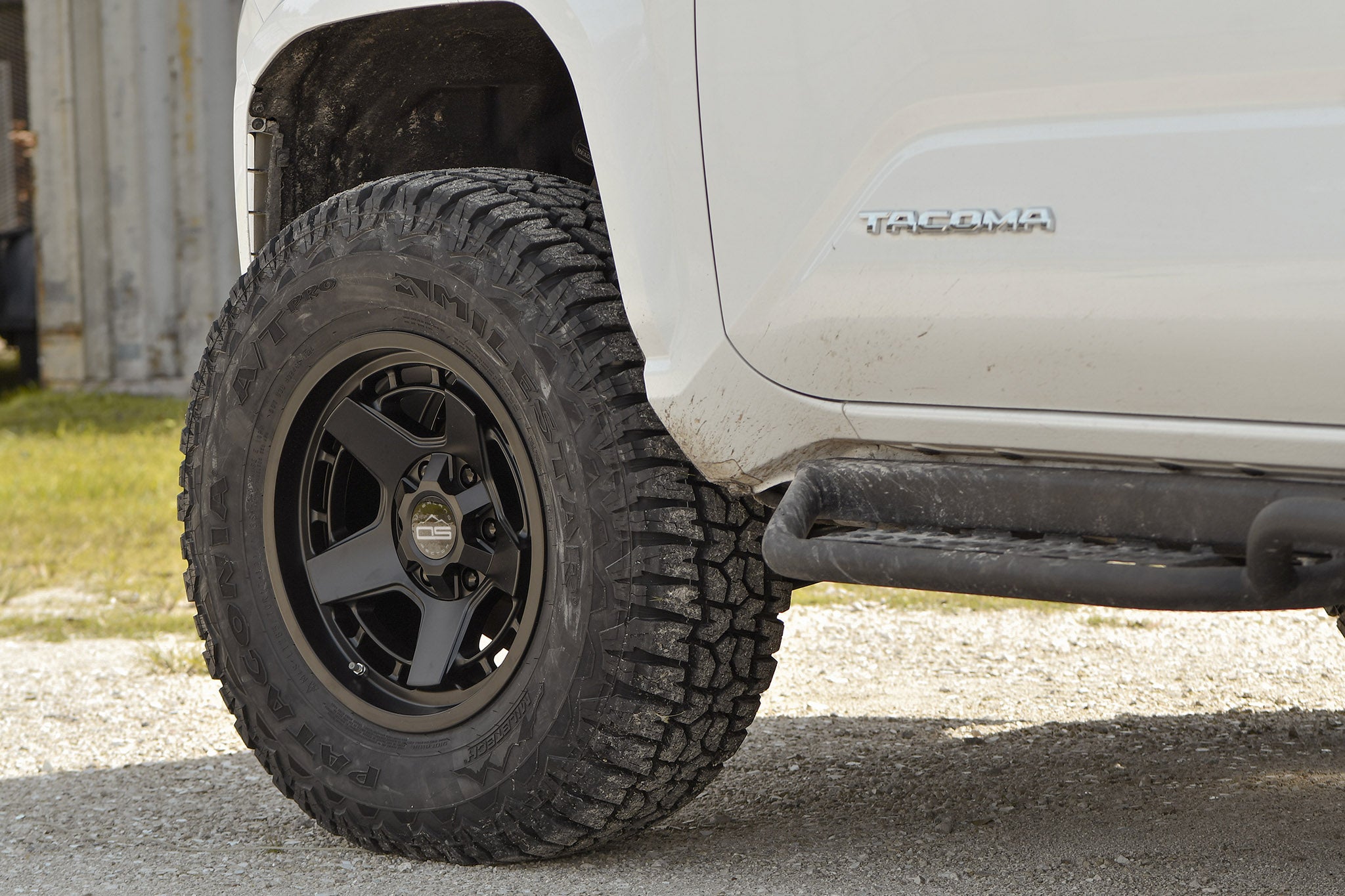 Toyota Tacoma on overland sector atlas black offroad overland wheel 17 inch