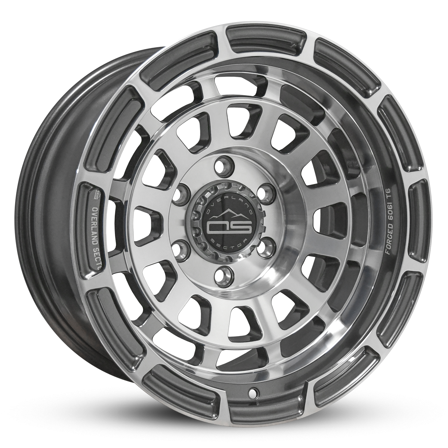 Overland Sector Badlander Forged 17x9 -12 6x139.7mm 106.1mm Gloss Gun Metal Machined Face