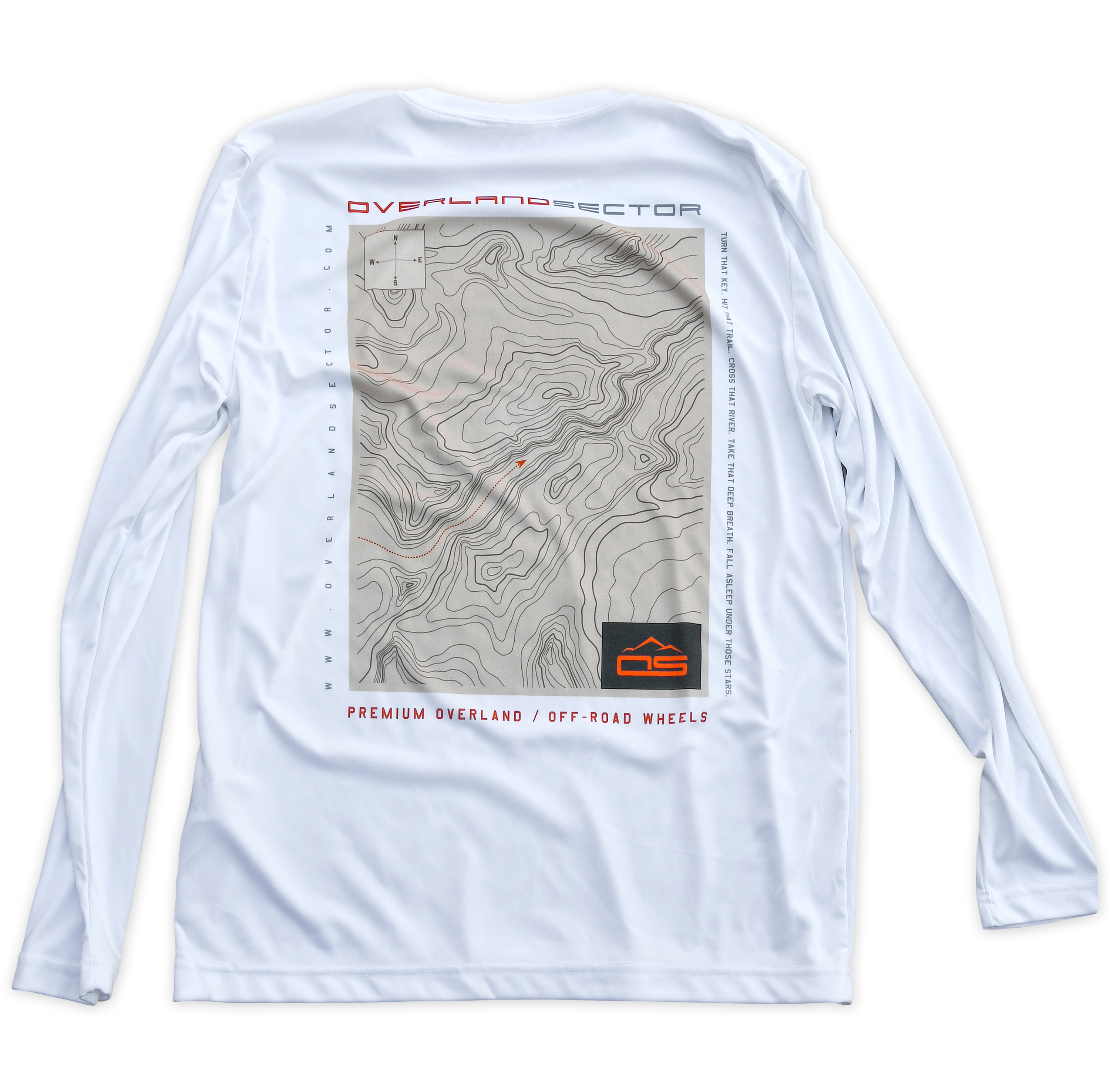 overland sector topographical sport-tek ST350LS white sublimated long sleeve performance shirt