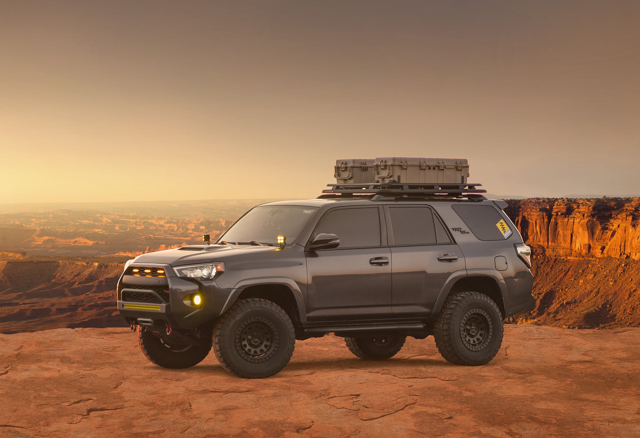 overland sector wheels toyota 4runner trd off-road on 17x9 satin black venture wheels in moab