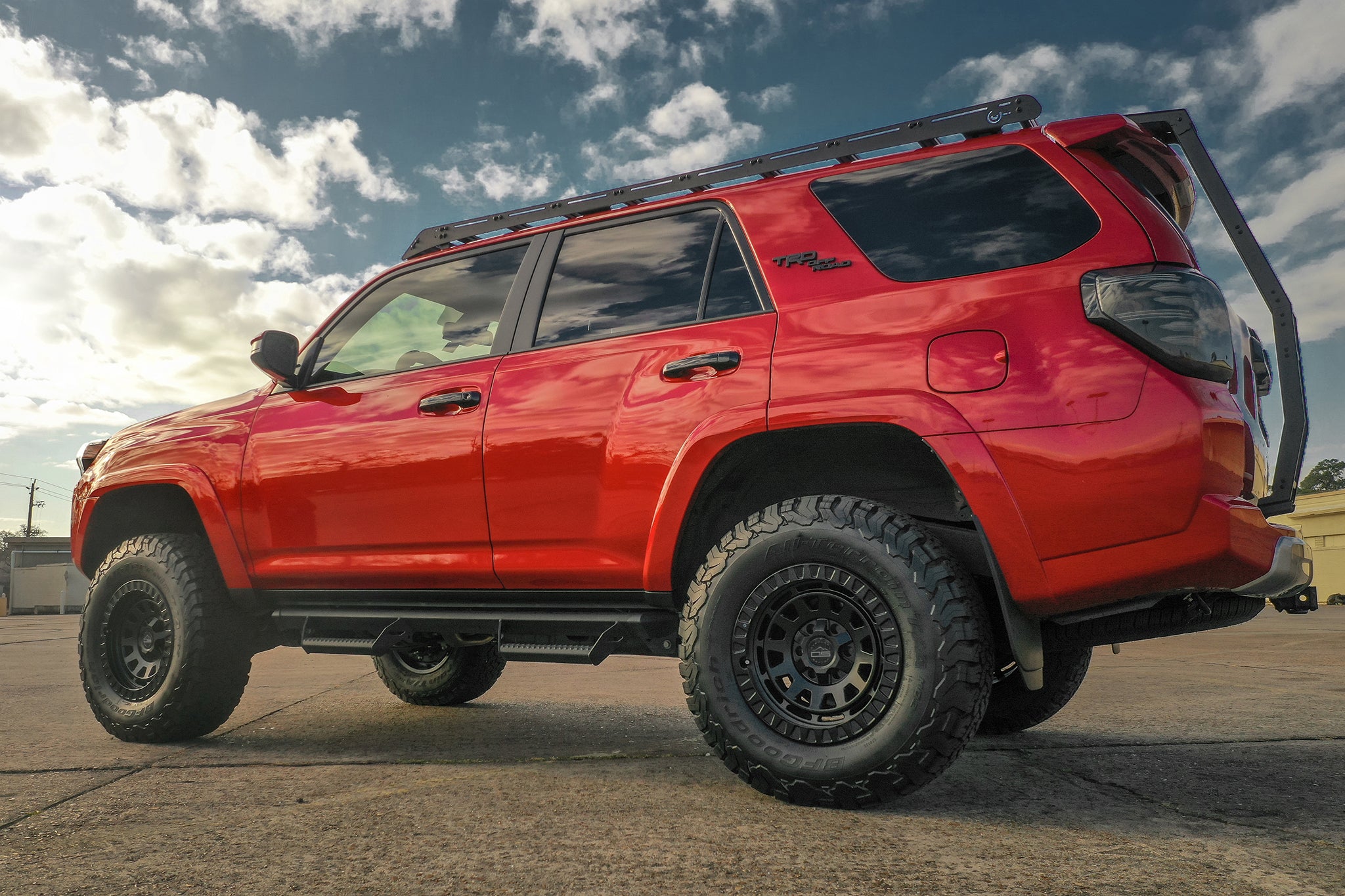 overland sector wheels nestors toyota 4runner trd off-road on 17x9 satin black venture wheels