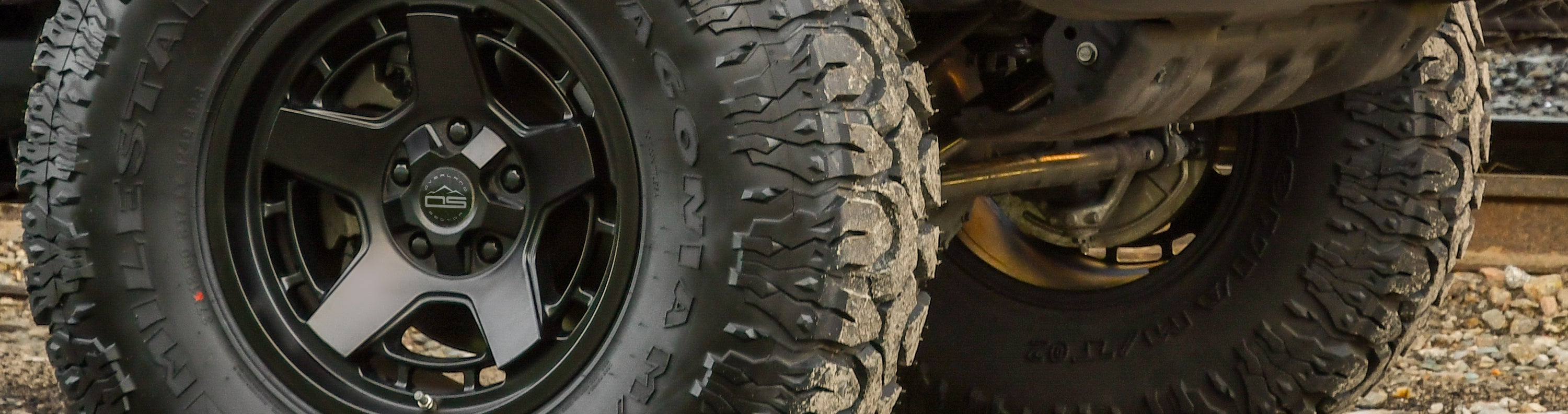 overland sector jeep wrangler on Atlas black wheels