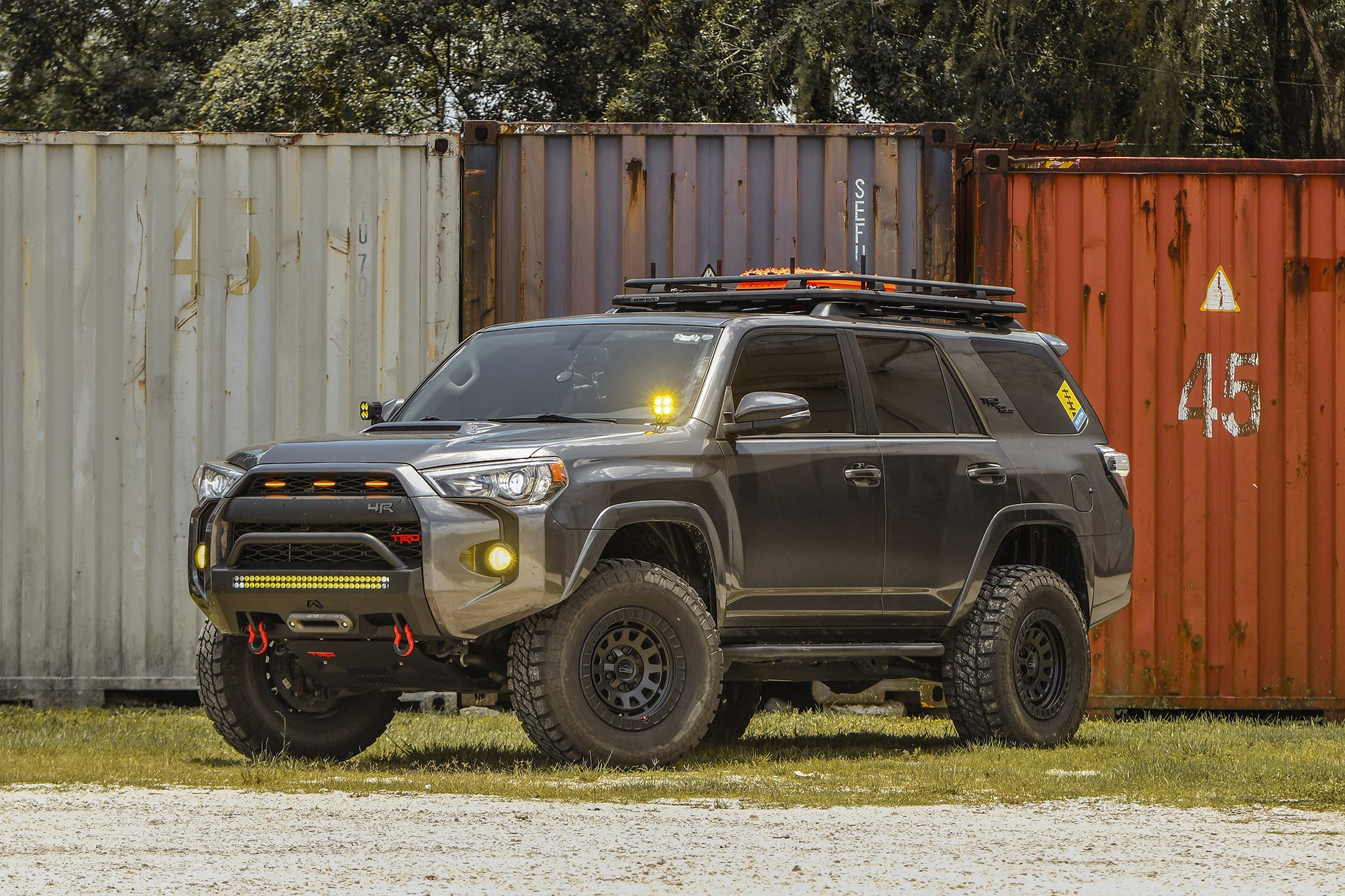 overland sector wheels toyota 4runner trd off-road on 17x9 satin black venture wheels shipping yard